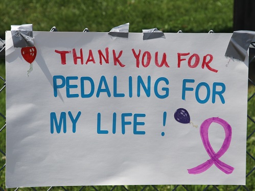 Thank you for Pedaling for my Life! sign