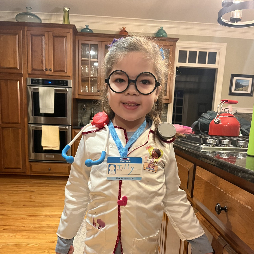 Tilly dressed as what she wants to be when she grows up - a doctor!