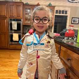 Tilly dressed as a what she wants to be when she grows up - a doctor!