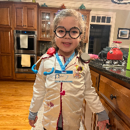Tilly dressed as what she wants to be when she grows up - a doctor!
