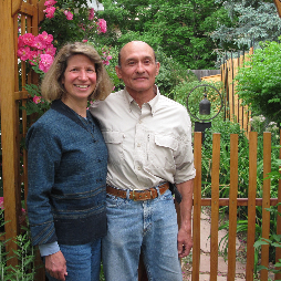 Susan and Richard by our Rose Arbor